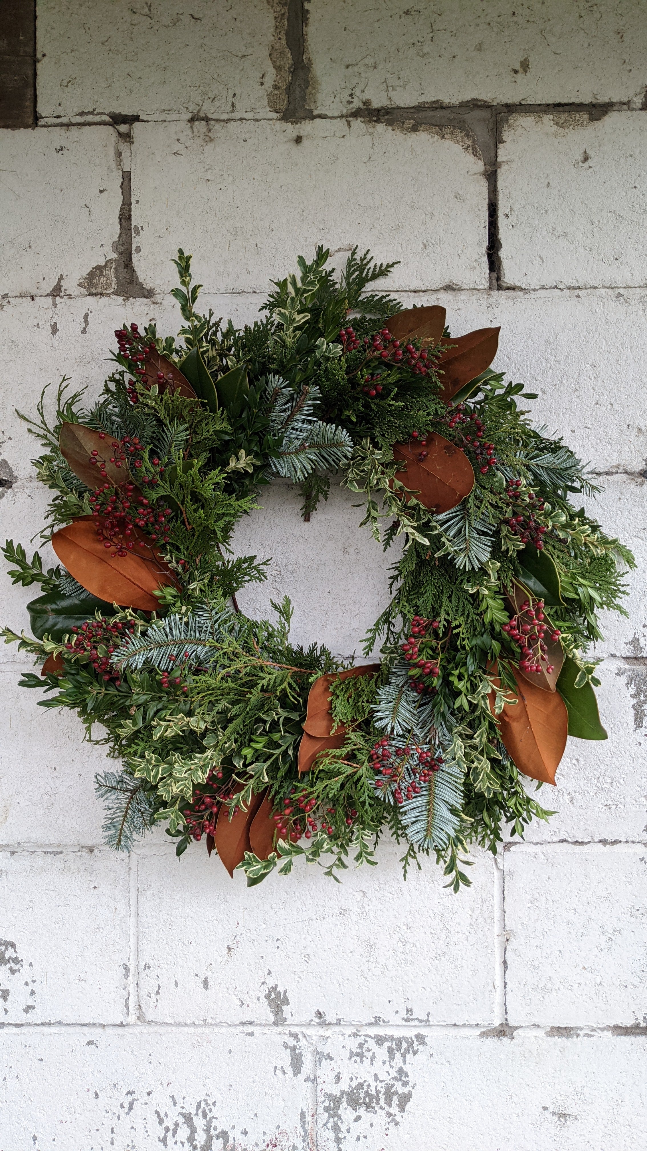 Winter Wreath with Magnolia Leaves